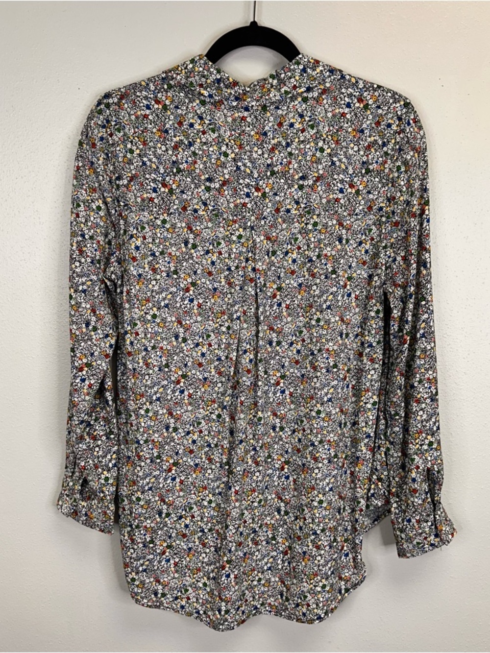 Floral Blouse Multicolor Button Up Career Spring Summer Lightweight Casual Work - Picture 11 of 13